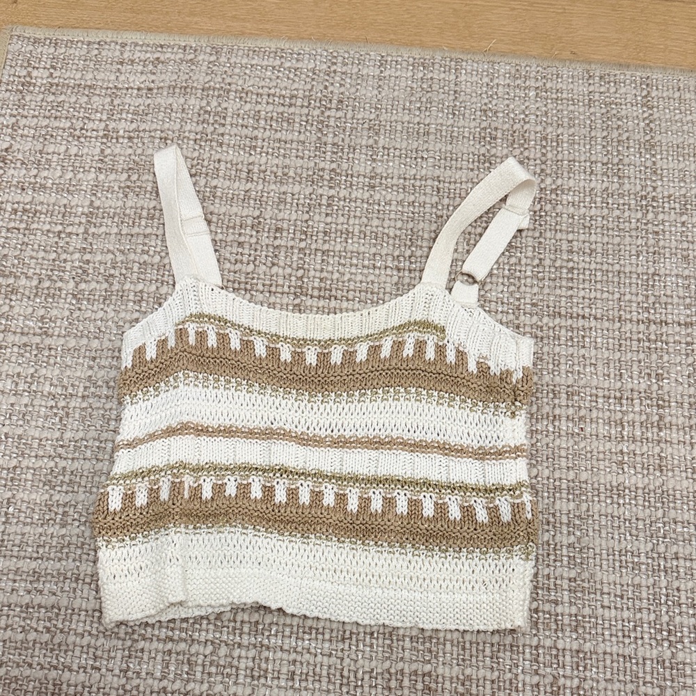 Ramy Brook Cream and Tan Knit Camisole